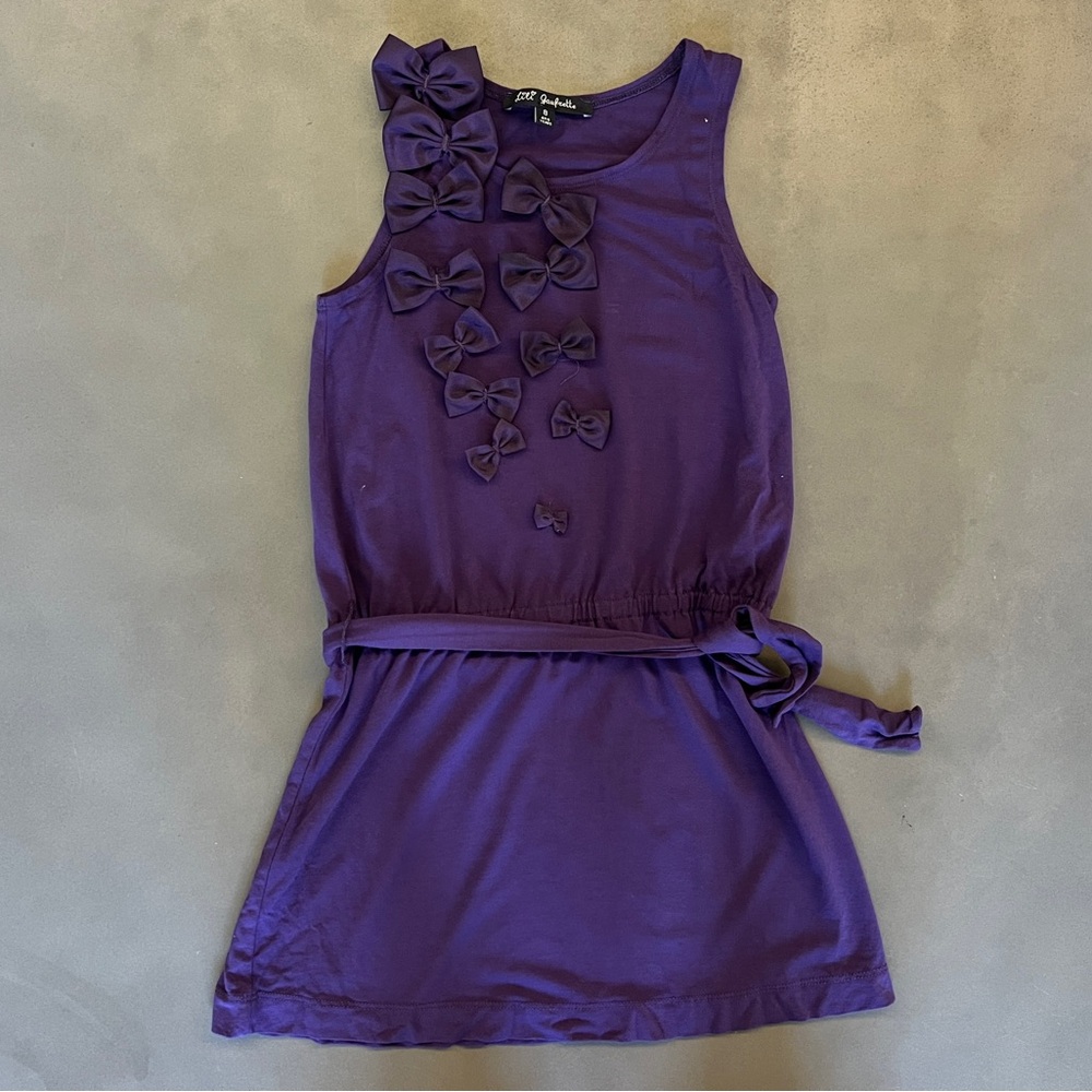 Lili Gaufrette Purple Bow-Embellished Dress Sz 8